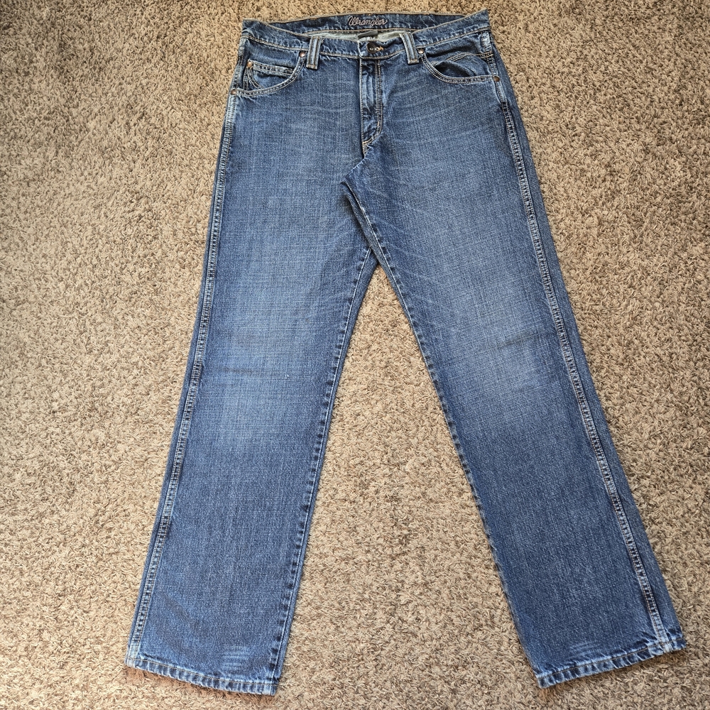 Wrangler Men’s Straight Leg Jeans 34x34 Retro Relaxed Fit Medium Creek Wash